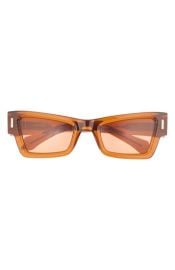 FERRAGAMO Rivets 53mm Modified Rectangular Sunglasses in Transparent Brown at Nordstrom Rack at Nordstrom Rack