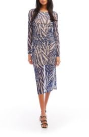 FIFTEEN TWENTY Abstract Print Long Sleeve Mesh Midi Dress at Nordstrom