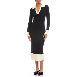 FIFTEEN TWENTY Belle Ribbed Polo Midi Dress at Nordstrom