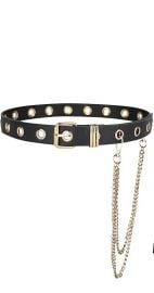 FIORETTO Grommet Leather Belt with Detachable Chain Women Men Punk Rock Waist Belts for Jeans Pants at Amazon