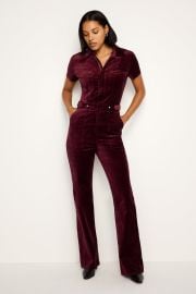 FIT FOR SUCCESS VELVET BOOTCUT JUMPSUIT OXBLOOD002 - GOOD AMERICAN at Good American