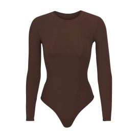 FITS EVERYBODY LONG SLEEVE CREW NECK BODYSUIT COCOA at Skims