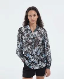 FITTED BLUE AND WHITE PATTERNED SHIRT at The Kooples