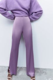 FLARED SATIN EFFECT PANTS - Lilac United States at Zara