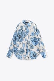 FLORAL PRINT SHIRT - Ecru Blue United States at Zara