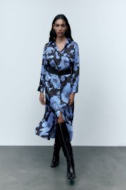 FLORAL PRINT SHIRT DRESS - Blue Black United States at Zara