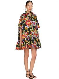 FLORAL PRINTED COTTON FAILLE MINI DRESS at Luisaviaroma