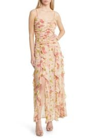 FLORET STUDIOS Floral Ruched Bodice Cascading Ruffle Maxi Dress at Nordstrom