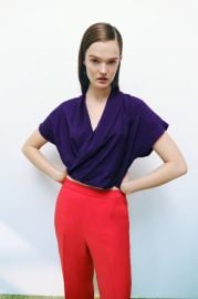 FLOWY NECKLINE BLOUSE - Purple   United States at Zara