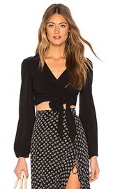 FLYNN SKYE Long Sleeve That s A Wrap Crop Top in Black from Revolve com at Revolve