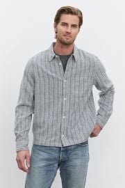 FORD TRI-BLEND BRUSHED HERRINGBONE STRIPE BUTTON-UP SHIRT Velvet by Graham amp Spencer at Velvet by Graham & Spencer