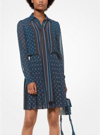 FOULARD-PRINT TIE-NECK BLOUSE at Michael Kors