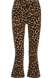 FRAME   Cropped leopard-print cotton-blend velvet flared pants at Net A Porter