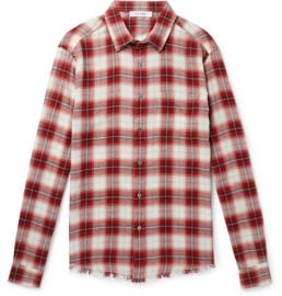 FRAME - DISTRESSED CHECKED COTTON-FLANNEL SHIRT at Mr Porter