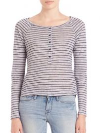 FRAME - Le Henley Long Raglan Sleeve Stripe at Saks Off 5th