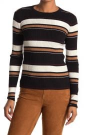 FRAME   Panel Stripe Ribbed Knit Crew Neck Sweater   Nordstrom Rack at Nordstrom Rack