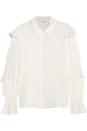 FRAME   Ruffled silk-crepon blouse at Net A Porter