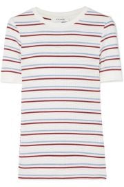 FRAME - STRIPED RIBBED STRETCH-JERSEY TOP - WHITE at Net A Porter