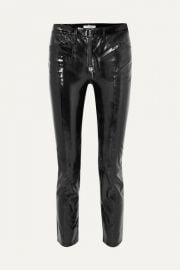 FRAME - Slick cropped patent-leather high-rise slim-leg pants at Net A Porter