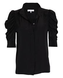 FRAME  Gillian Puff Sleeve Silk Shirt at Intermix