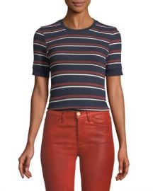 FRAME 70s Striped Fitted Crewneck Tee at Neiman Marcus