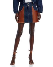 FRAME Atelier Denim Leather Mini Skirt Bloomingdales at Bloomingdales