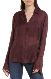 FRAME Bell Sleeve Silk Button-Up Shirt at Nordstrom