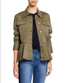 FRAME Button-Front Peplum Jean Jacket at Neiman Marcus