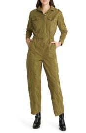 FRAME Cinched Waist Cotton Twill Jumpsuit at Nordstrom