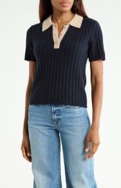 FRAME Contrast Trim Polo Sweater in Navy Multi at Nordstrom Rack at Nordstrom Rack