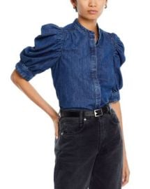 FRAME Cotton Ruched Sleeve Top Bloomingdales at Bloomingdales