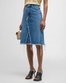 FRAME Deconstructed Denim Skirt at Neiman Marcus