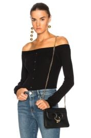 FRAME Denim Off the Shoulder Cardigan in Noir  FWRD at Forward