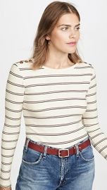 FRAME Edie Button Crew Tee at Shopbop