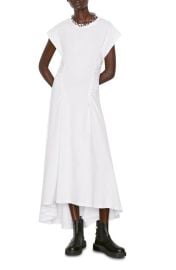 FRAME Fitted Flare Organic Cotton Maxi Dress in Blanc Size Large at Nordstrom