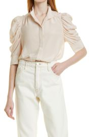 FRAME Gillian Puff Sleeve Silk Blouse at Nordstrom