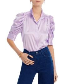 FRAME Gillian Puff Sleeve Silk Top Bloomingdales at Bloomingdales