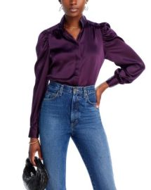 FRAME Gillian Silk Long Sleeved Blouse Bloomingdales at Bloomingdales