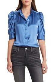 FRAME Gillian Three-Quarter Sleeve Silk Button-Up Shirt at Nordstrom