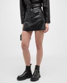 FRAME High N Tight Recycled Leather Mini Skirt at Neiman Marcus