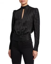 FRAME Jacquard Keyhole Blouse at Neiman Marcus