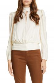 FRAME Jacquard Stripe Keyhole Silk Long Sleeve Blouse  Nordstrom Exclusive    Nordstrom at Nordstrom