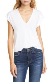 FRAME Le Mid Rise V-Neck Tee in Noir Size X-Large at Nordstrom