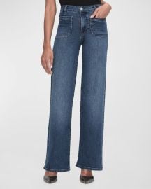 FRAME Le Slim Palazzo Bardot Pocket Jeans at Neiman Marcus