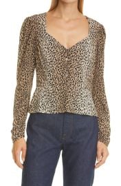 FRAME Leopard Print Silk Peplum Blouse at Nordstrom