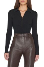 FRAME Noir Rib Long Sleeve Bodysuit at Nordstrom