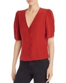 FRAME Olivia Puff-Sleeve Silk Top  Women - Bloomingdale s at Bloomingdales