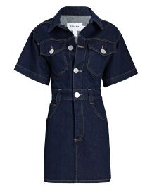 FRAME Oversized Button Detail Denim Mini Dress at Intermix