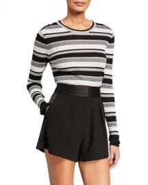 FRAME Panel-Stripe Metallic Ribbed Pullover Sweater at Neiman Marcus