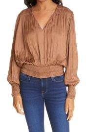 FRAME Pleat Satin Blouse at Nordstrom